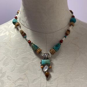 Barse sterling, turquoise, Miutistone Necklace